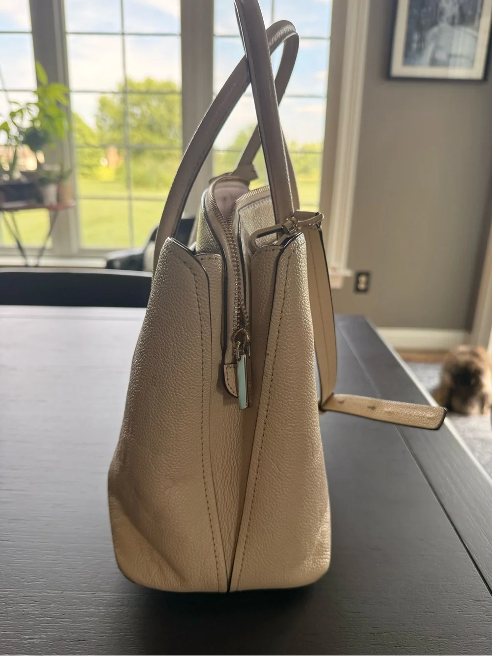 Kate Spade Pebbled Leather Satchel in Light Beige